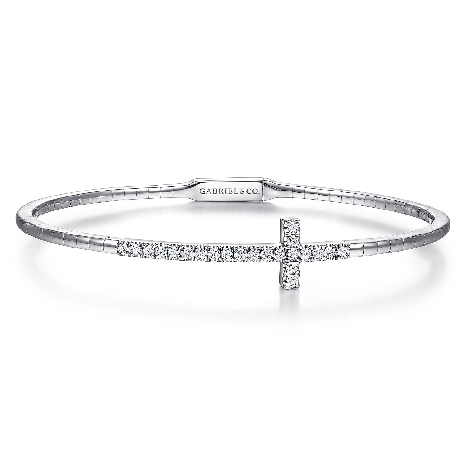 Demure - 14K White Gold Diamond Bangle - 0.4 ct - Shot 1