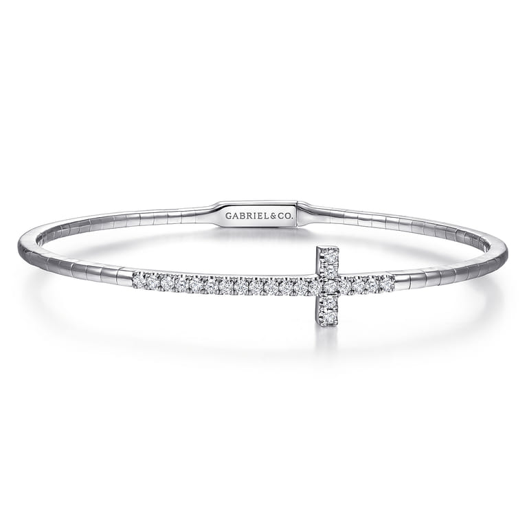 Demure - 14K White Gold Diamond Bangle - 0.4 ct - Shot 1
