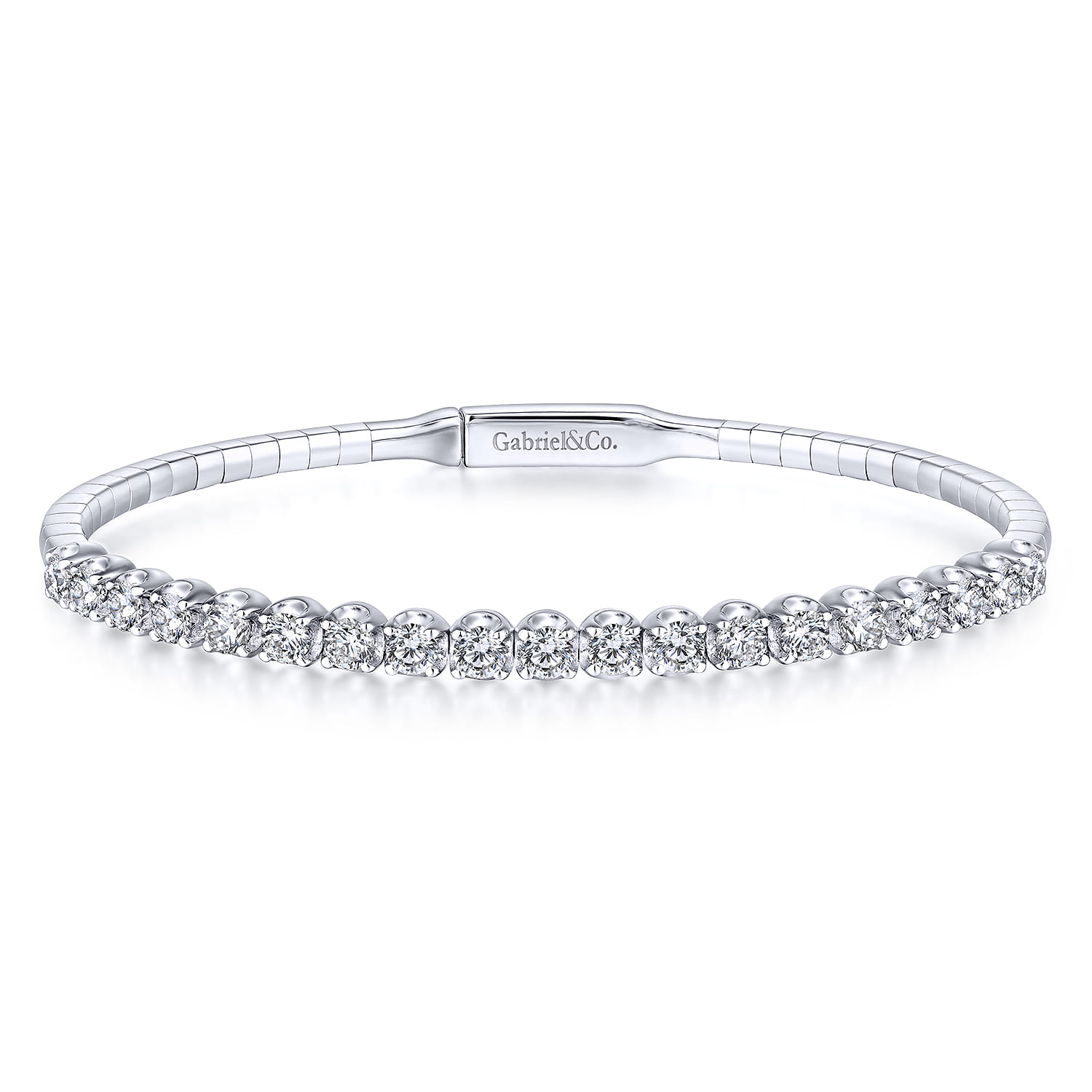 Demure - 14K White Gold Diamond Bangle - 1.5 ct - Shot 1