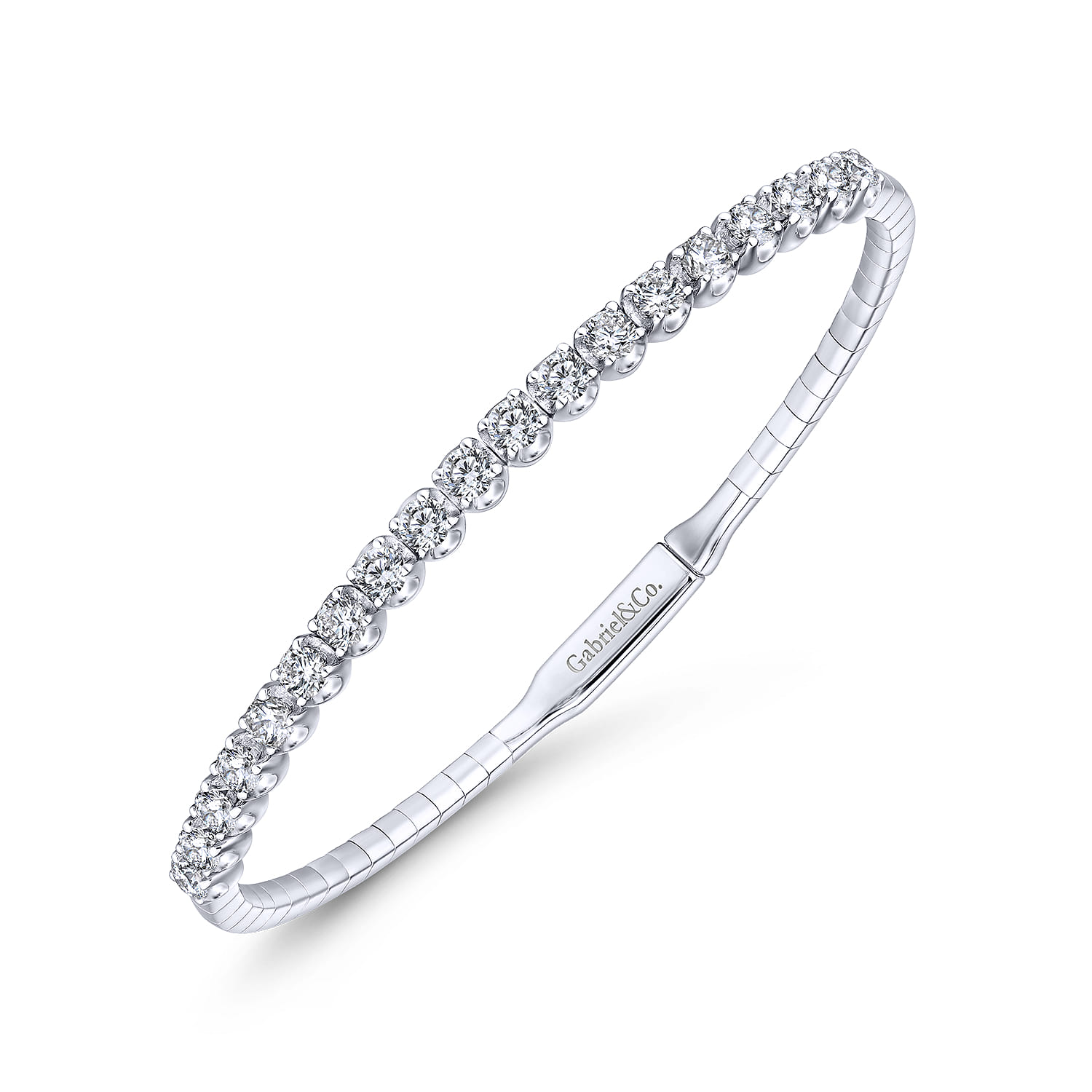 Demure - 14K White Gold Diamond Bangle - 1.5 ct - Shot 2