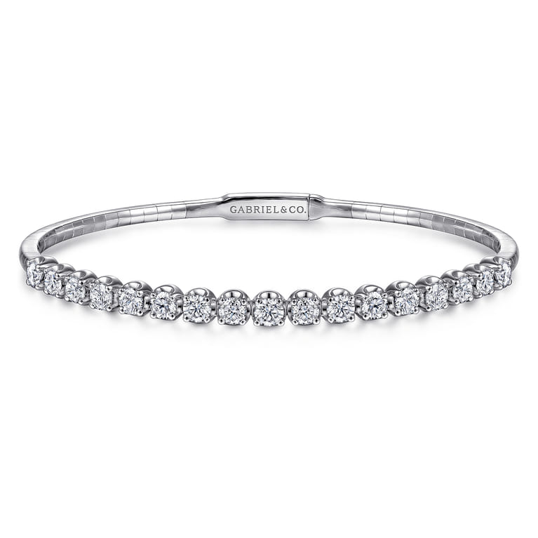Demure - 14K White Gold Diamond Bangle - 2 ct - Shot 1