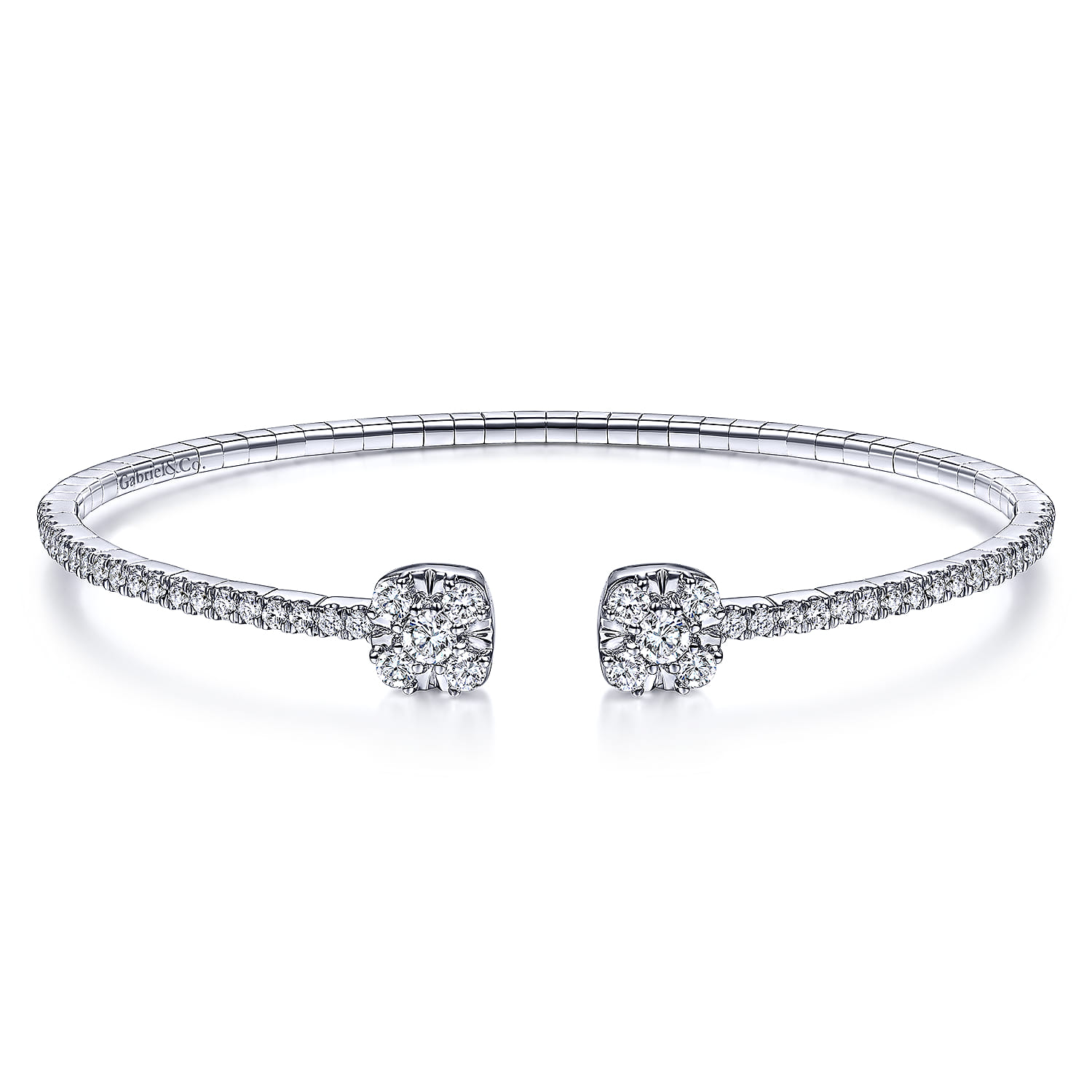 Demure - 14K White Gold Diamond Bangle - 1.2 ct - Shot 1