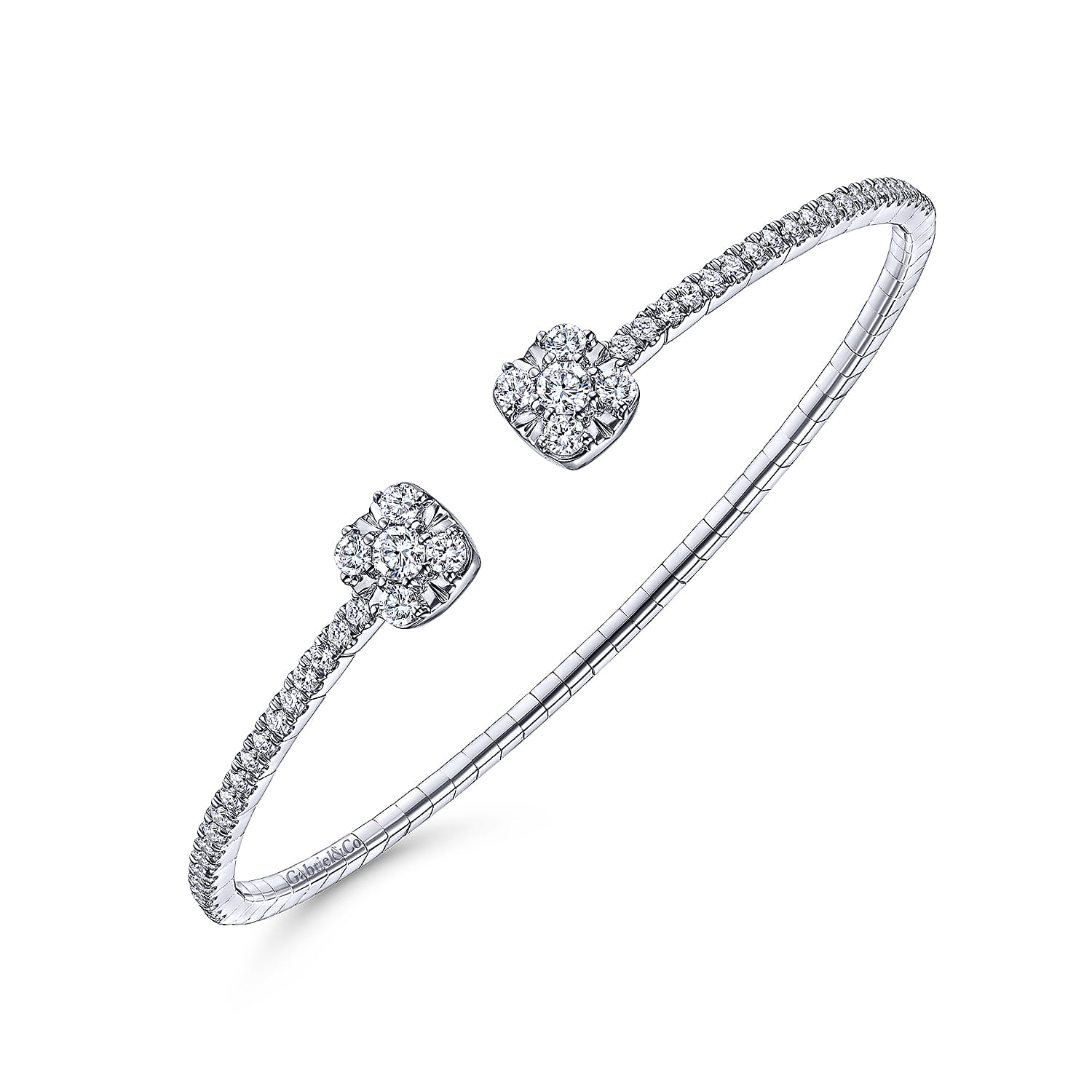 Demure - 14K White Gold Diamond Bangle - 1.2 ct - Shot 2