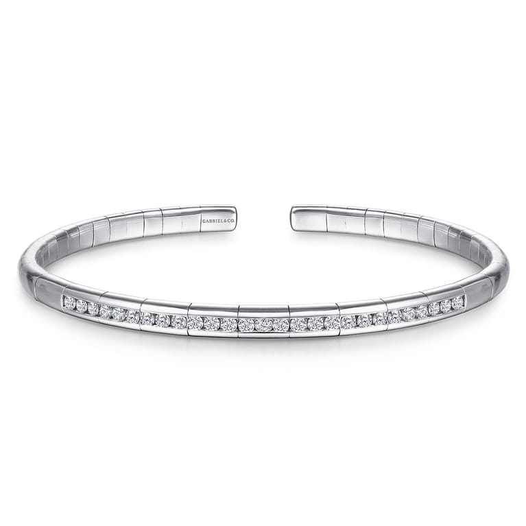 Demure - 14K White Gold Diamond Bangle - 0.65 ct - Shot 1
