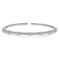14K White Gold Diamond Bangle