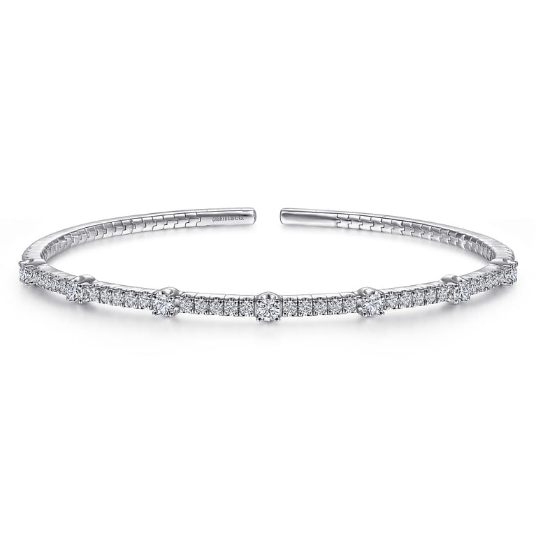 Demure - 14K White Gold Diamond Bangle - 1 ct - Shot 1