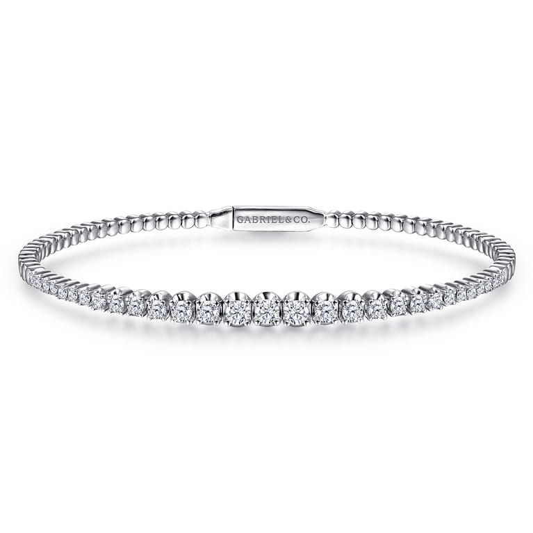 Demure - 14K White Gold Diamond Bangle - 1 ct - Shot 1
