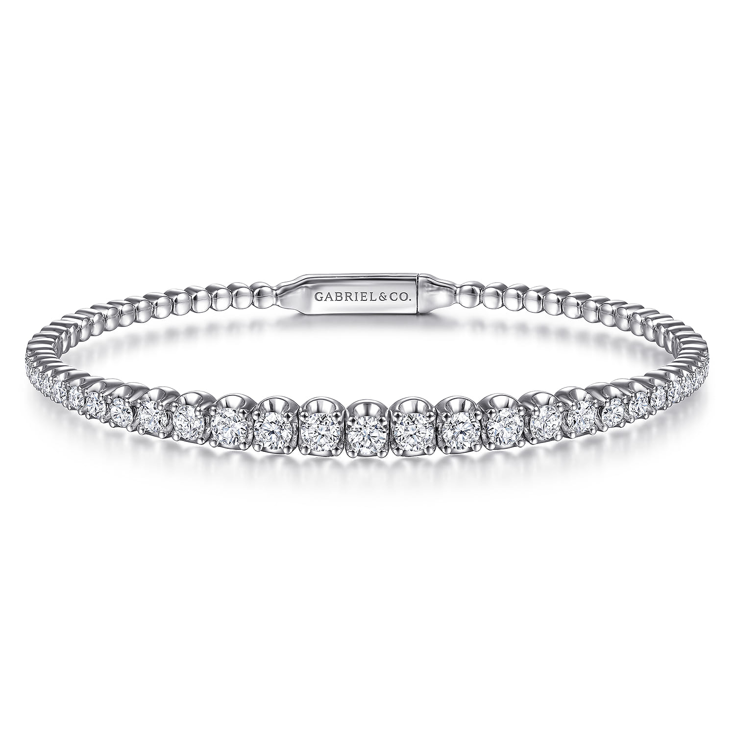 Demure - 14K White Gold Diamond Bangle - 1.95 ct - Shot 1