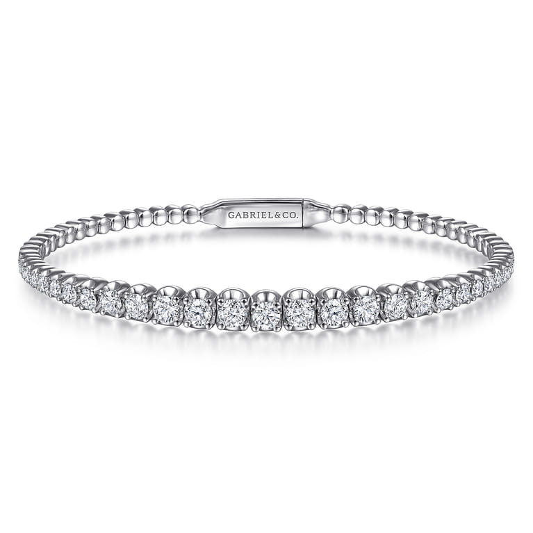 Demure - 14K White Gold Diamond Bangle - 1.95 ct - Shot 1