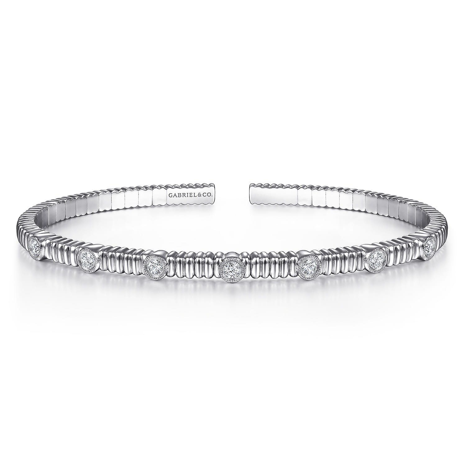Demure - 14K White Gold Diamond Bangle - 0.4 ct - Shot 1