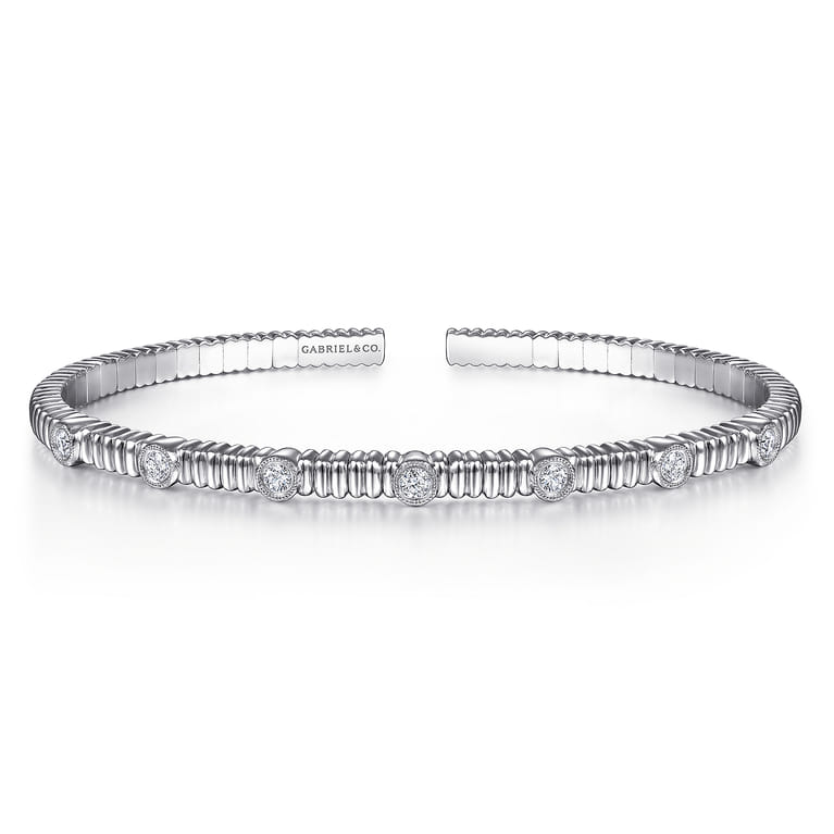 Demure - 14K White Gold Diamond Bangle - 0.4 ct - Shot 1
