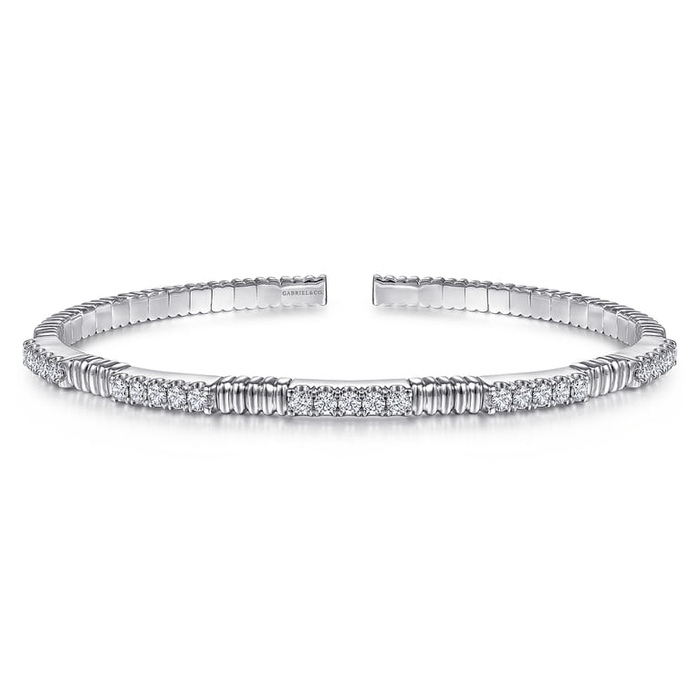 Demure - 14K White Gold Diamond Bangle - 0.85 ct - Shot 1