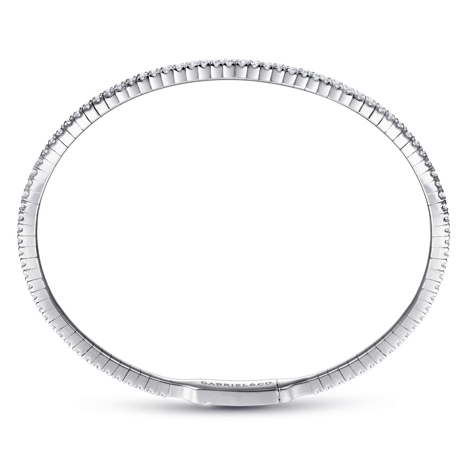 Demure - 14K White Gold Diamond Closed Bangle Bracelet - 1.05 ct - Shot 3