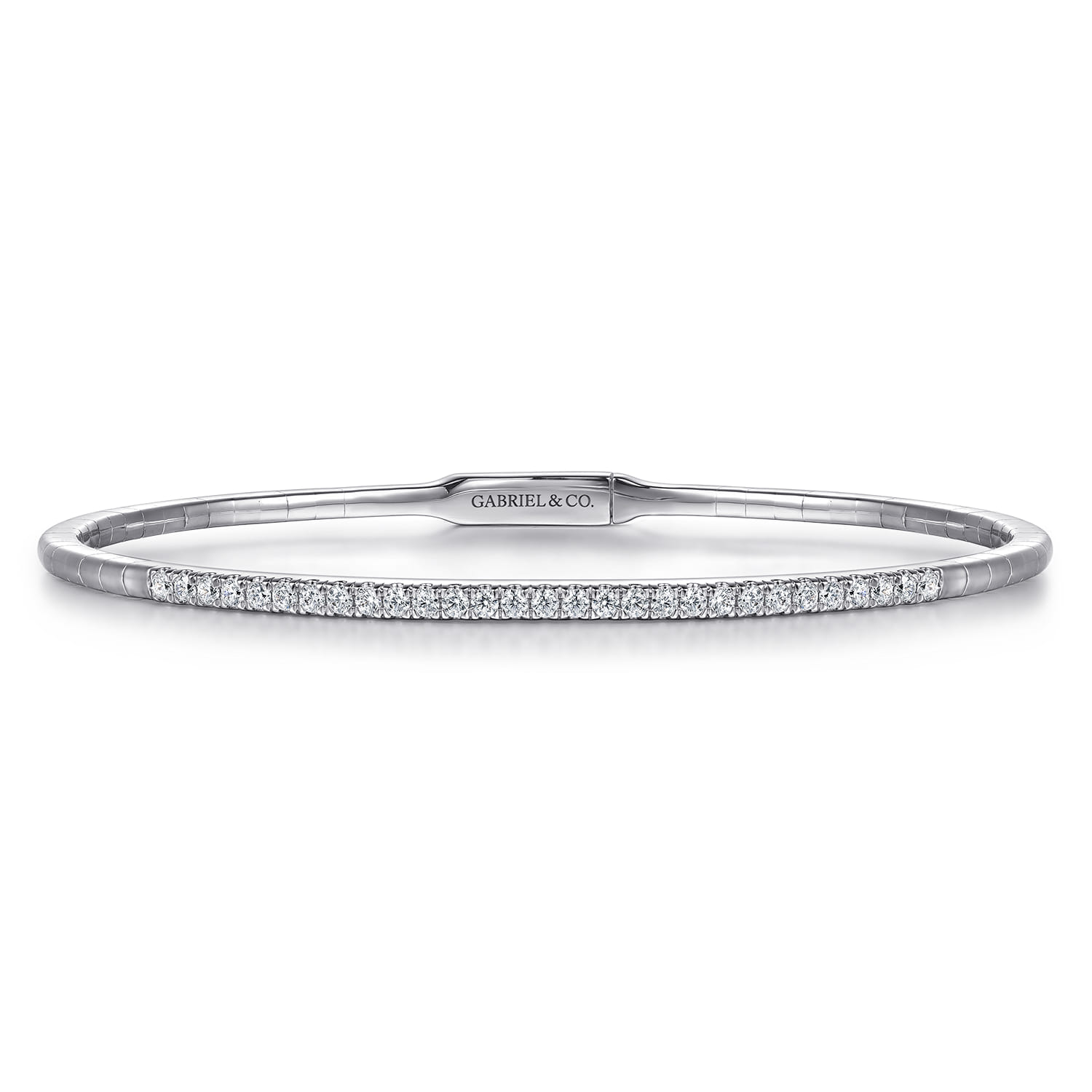 Demure - 14K White Gold Diamond Closed Bangle Bracelet - 0.5 ct - Shot 1