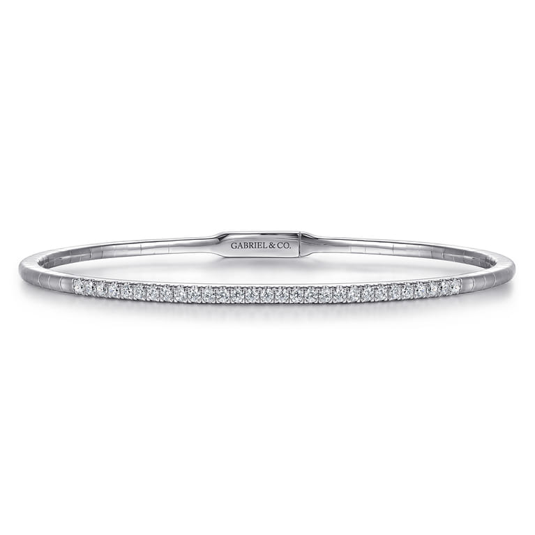 Demure - 14K White Gold Diamond Closed Bangle Bracelet - 0.5 ct - Shot 1