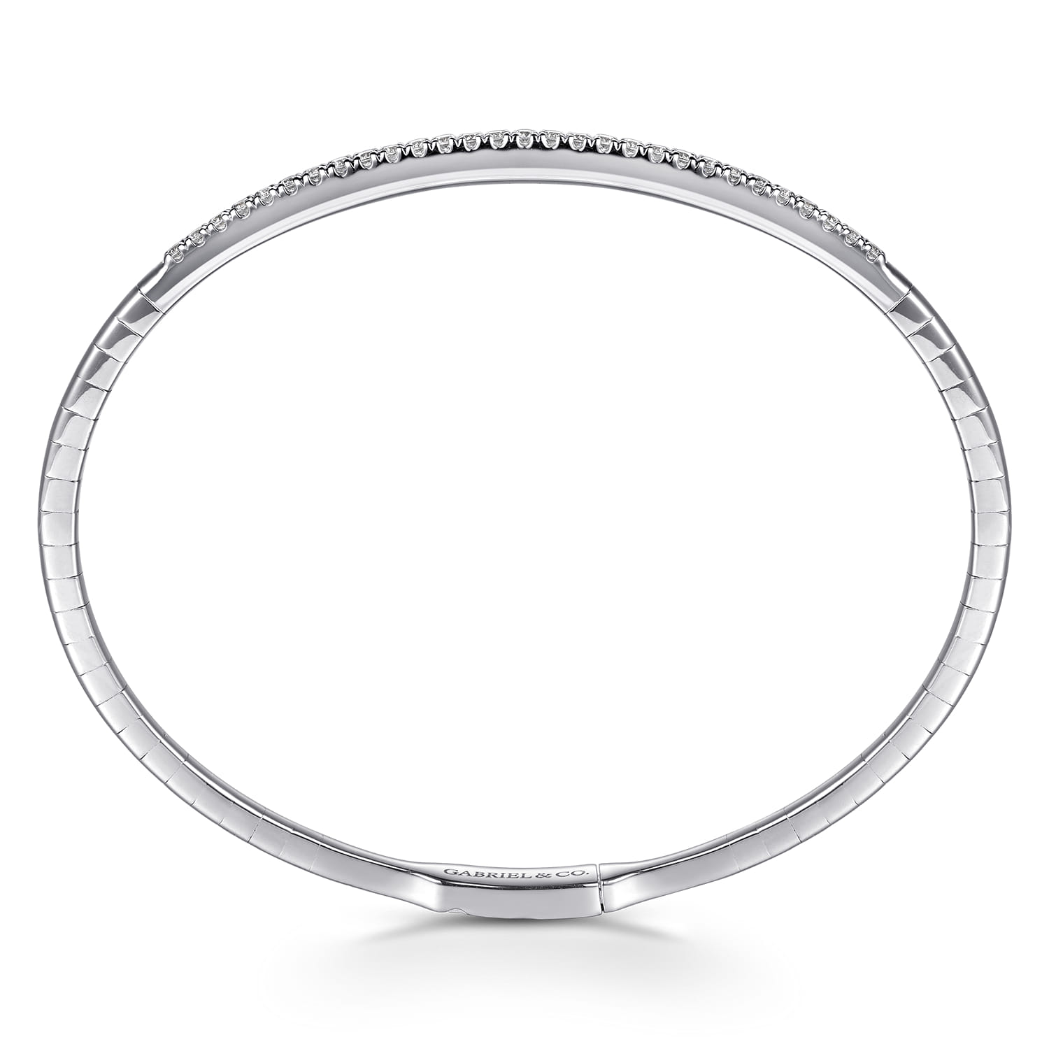 Demure - 14K White Gold Diamond Closed Bangle Bracelet - 0.5 ct - Shot 2