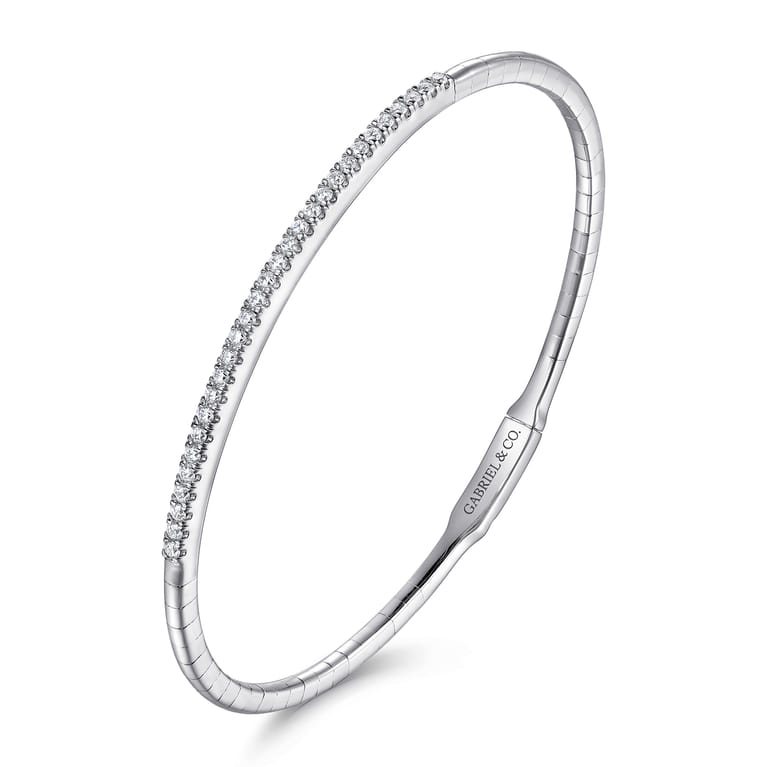 Demure - 14K White Gold Diamond Closed Bangle Bracelet - 0.5 ct - Shot 3