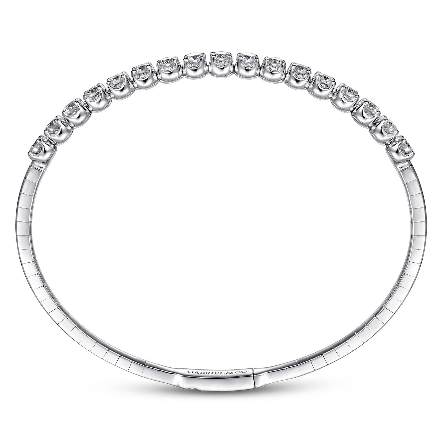 Demure - 14K White Gold Diamond Closed Bangle Bracelet - 2 ct - Shot 3