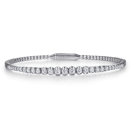 Demure - 14K White Gold Diamond Closed Bangle Bracelet