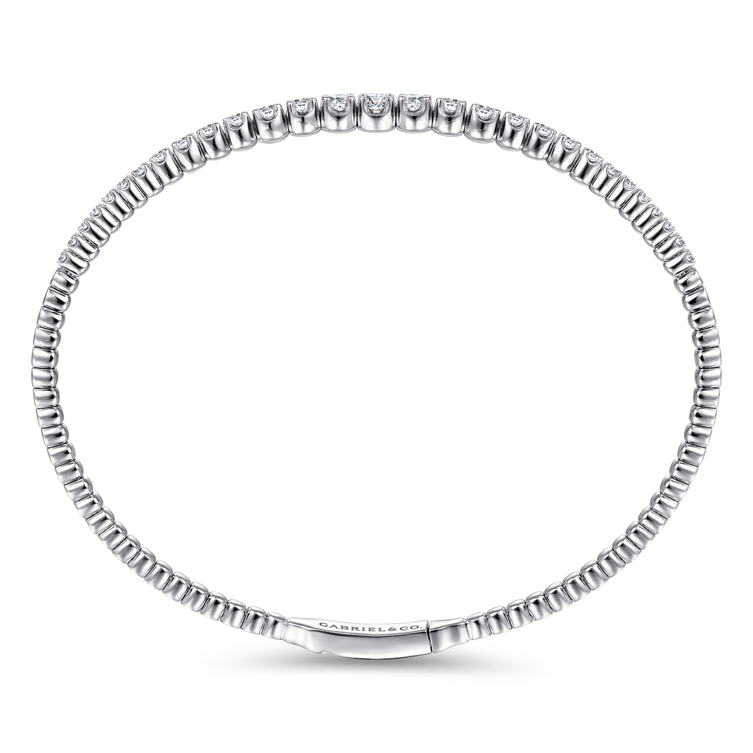Demure - 14K White Gold Diamond Closed Bangle Bracelet - 1 ct - Shot 3