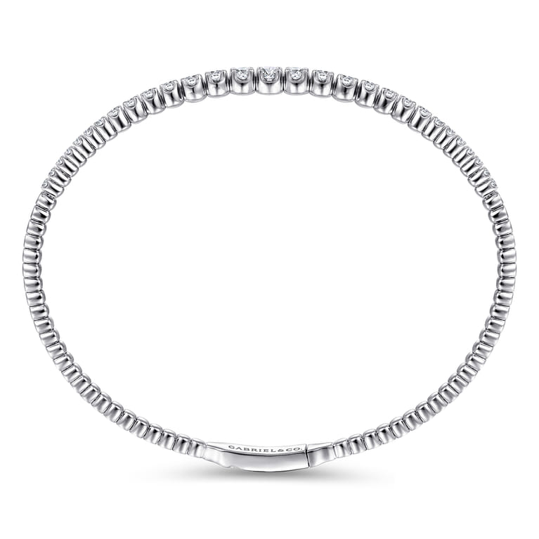 Demure - 14K White Gold Diamond Closed Bangle Bracelet - 1 ct - Shot 3