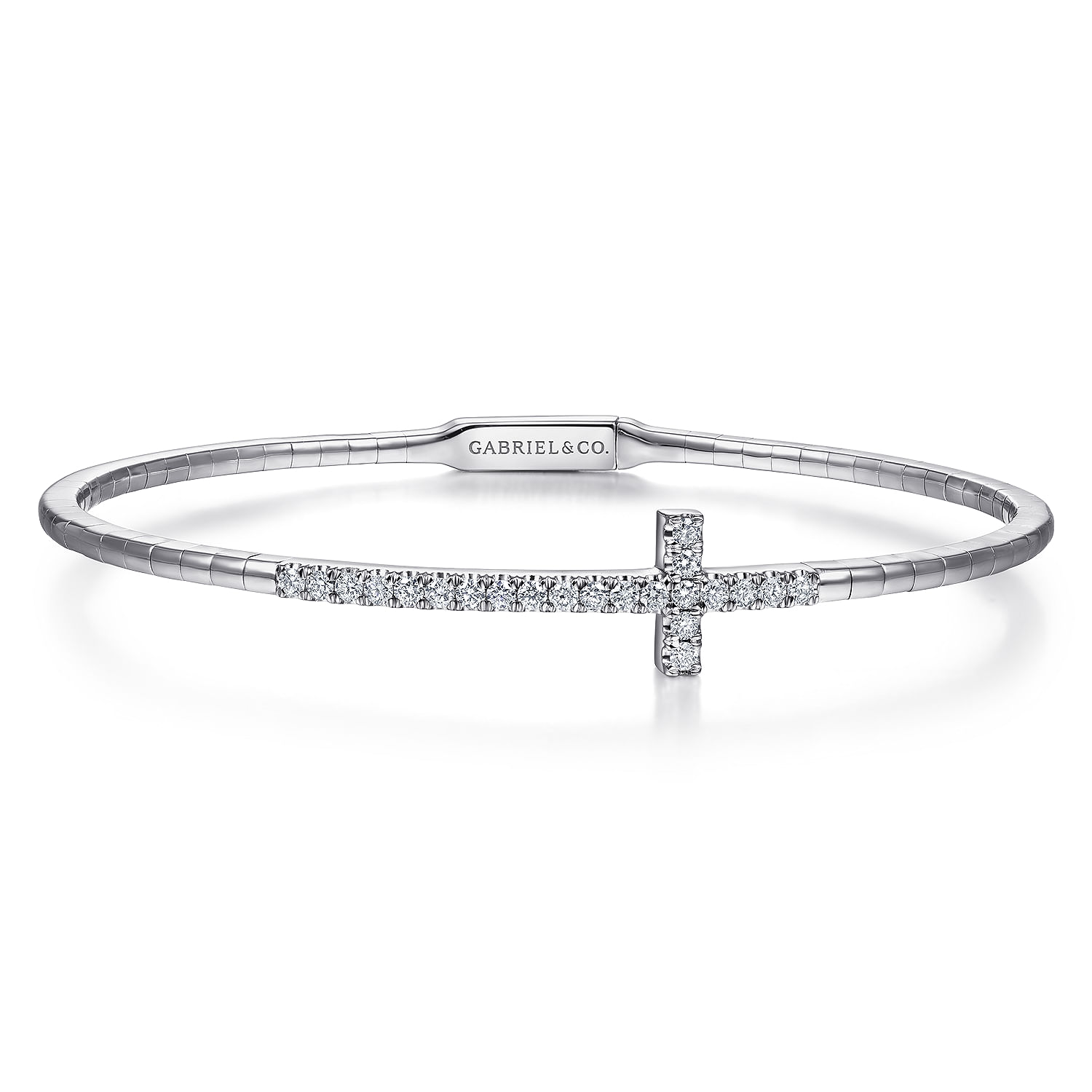 14k White Gold Lusso Bangle Bracelet. SKU: BG3841-65W45JJ