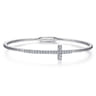 Demure - 14K White Gold Diamond Cross Bangle - 0.4 ct