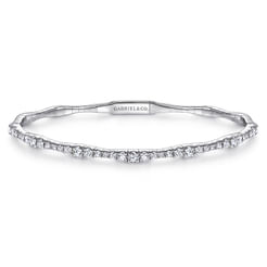 14K White Gold Diamond Station Bangle