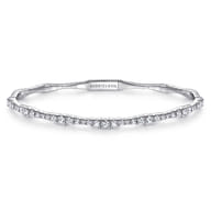 Demure - 14K White Gold Diamond Station Bangle