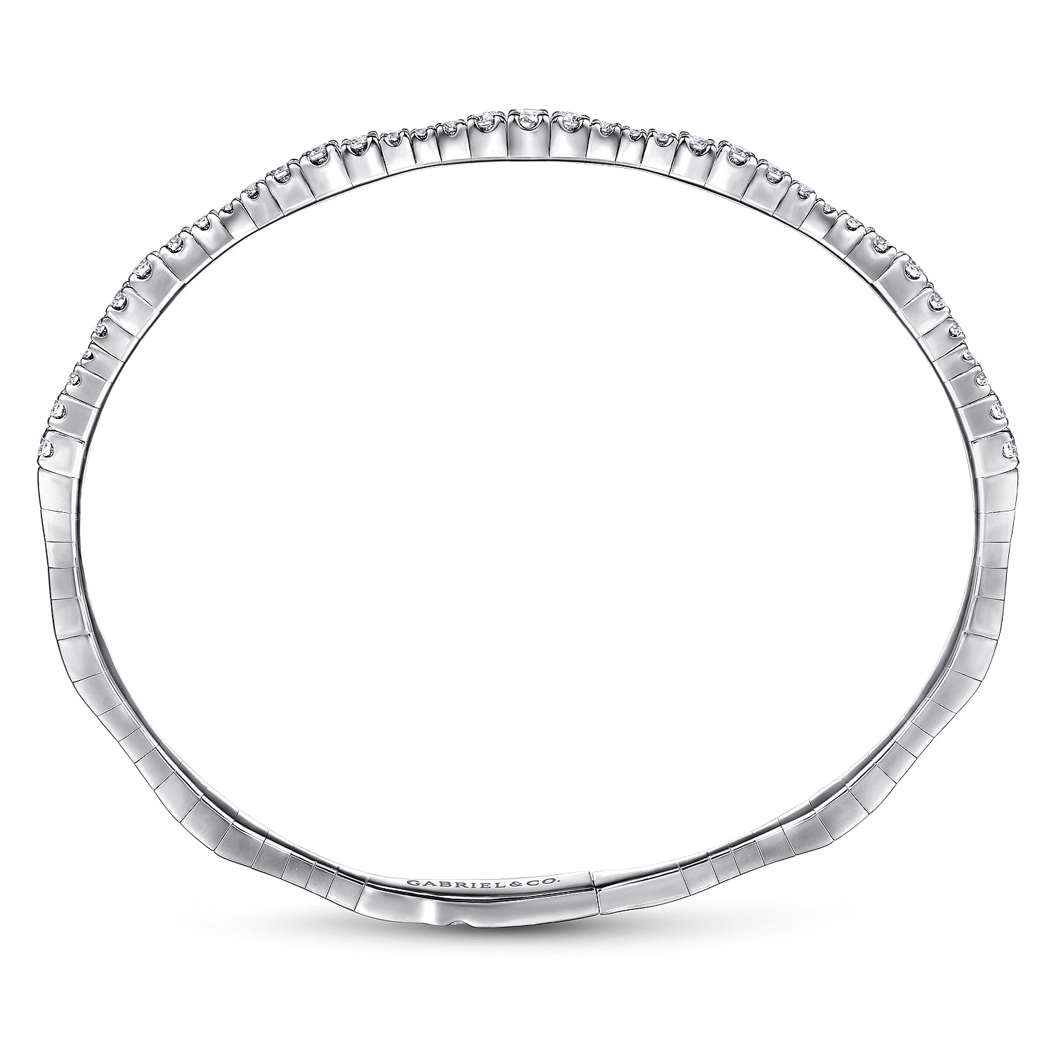 Demure - 14K White Gold Diamond Station Bangle - 1.1 ct - Shot 3