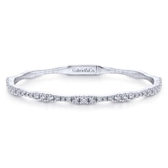 Demure - 14K White Gold Diamond Station Bangle