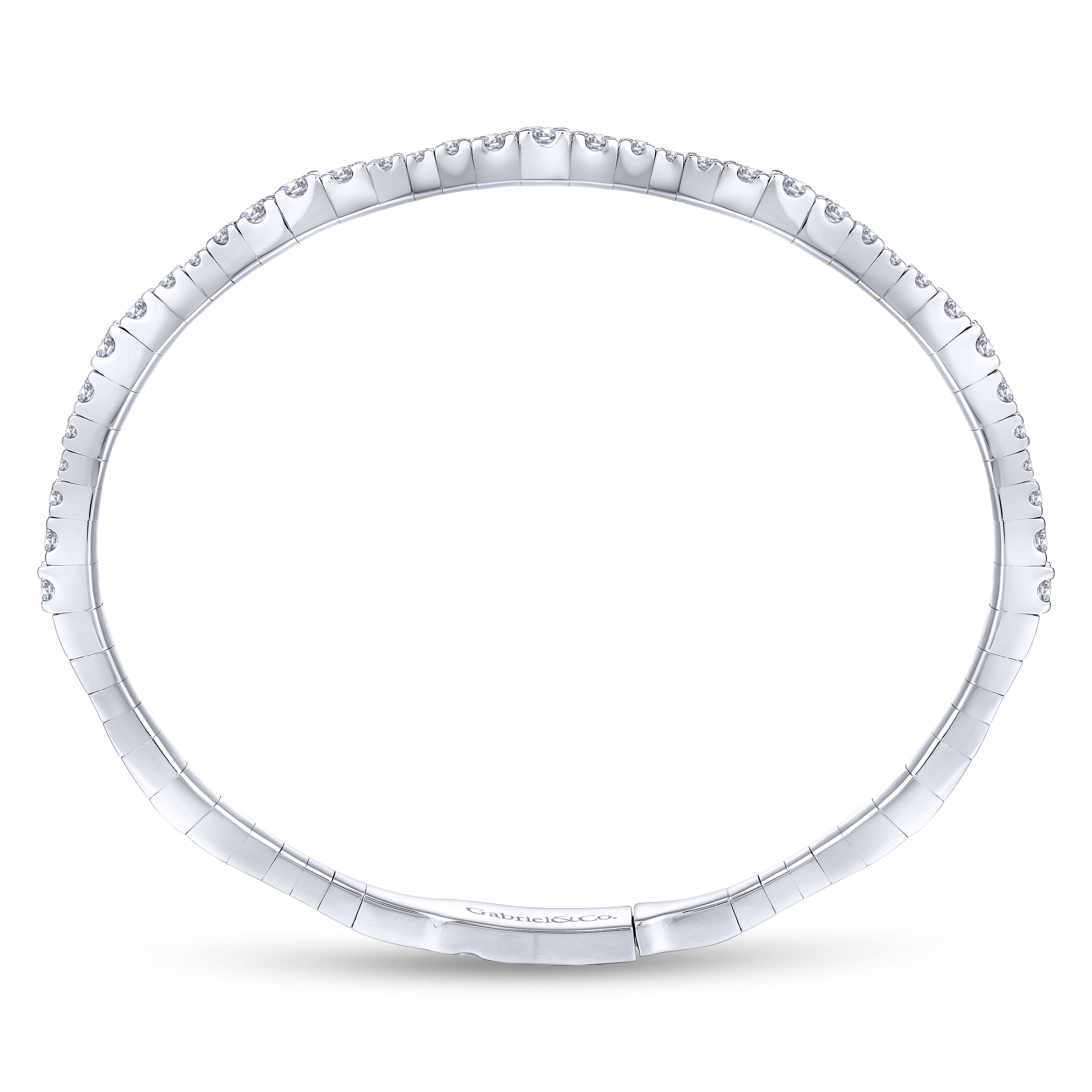 Demure - 14K White Gold Diamond Station Bangle - 1.1 ct - Shot 3
