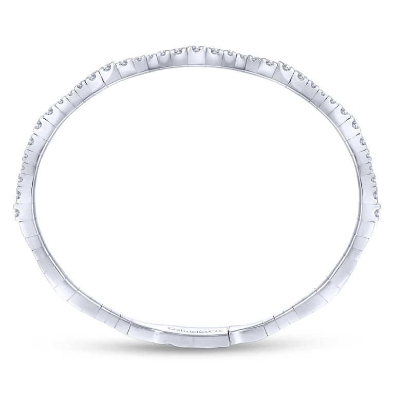 Demure - 14K White Gold Diamond Station Bangle - 1.1 ct - Shot 3
