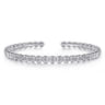 Demure - 14K White Gold Diamond Station Open Bangle - 0.4 ct