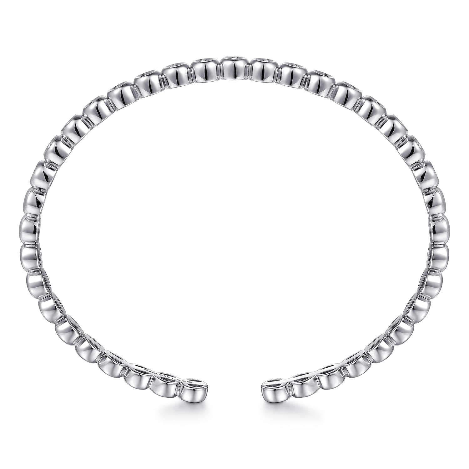 Demure - 14K White Gold Diamond Station Open Bangle - 0.4 ct - Shot 3