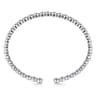 Demure - 14K White Gold Diamond Station Open Bangle - 0.4 ct