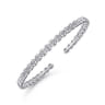 Demure - 14K White Gold Diamond Station Open Bangle - 0.4 ct