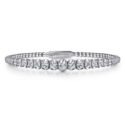 Demure - 14K White Gold Graduating Diamond Bangle
