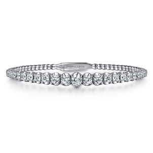 Demure - 14K White Gold Graduating Diamond Bangle