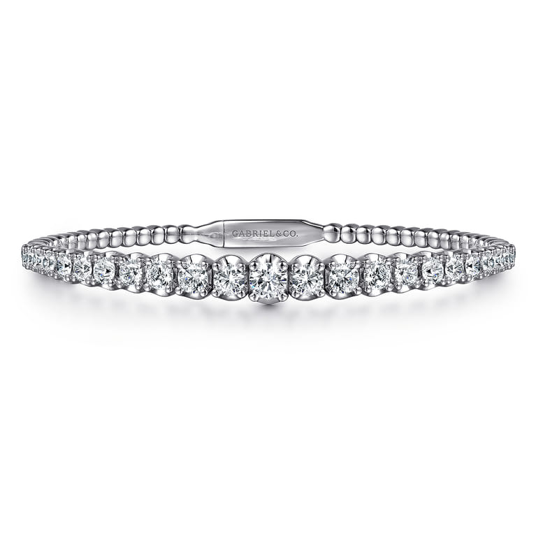Demure - 14K White Gold Graduating Diamond Bangle - 2.9 ct - Shot 1