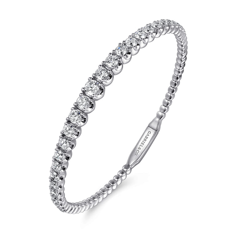 Demure - 14K White Gold Graduating Diamond Bangle - 2.9 ct - Shot 2