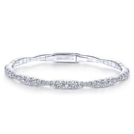 Demure - 14K White Gold Graduating Diamond Station Bangle