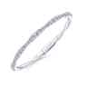 Demure - 14K White Gold Graduating Diamond Station Bangle - 1.87 ct