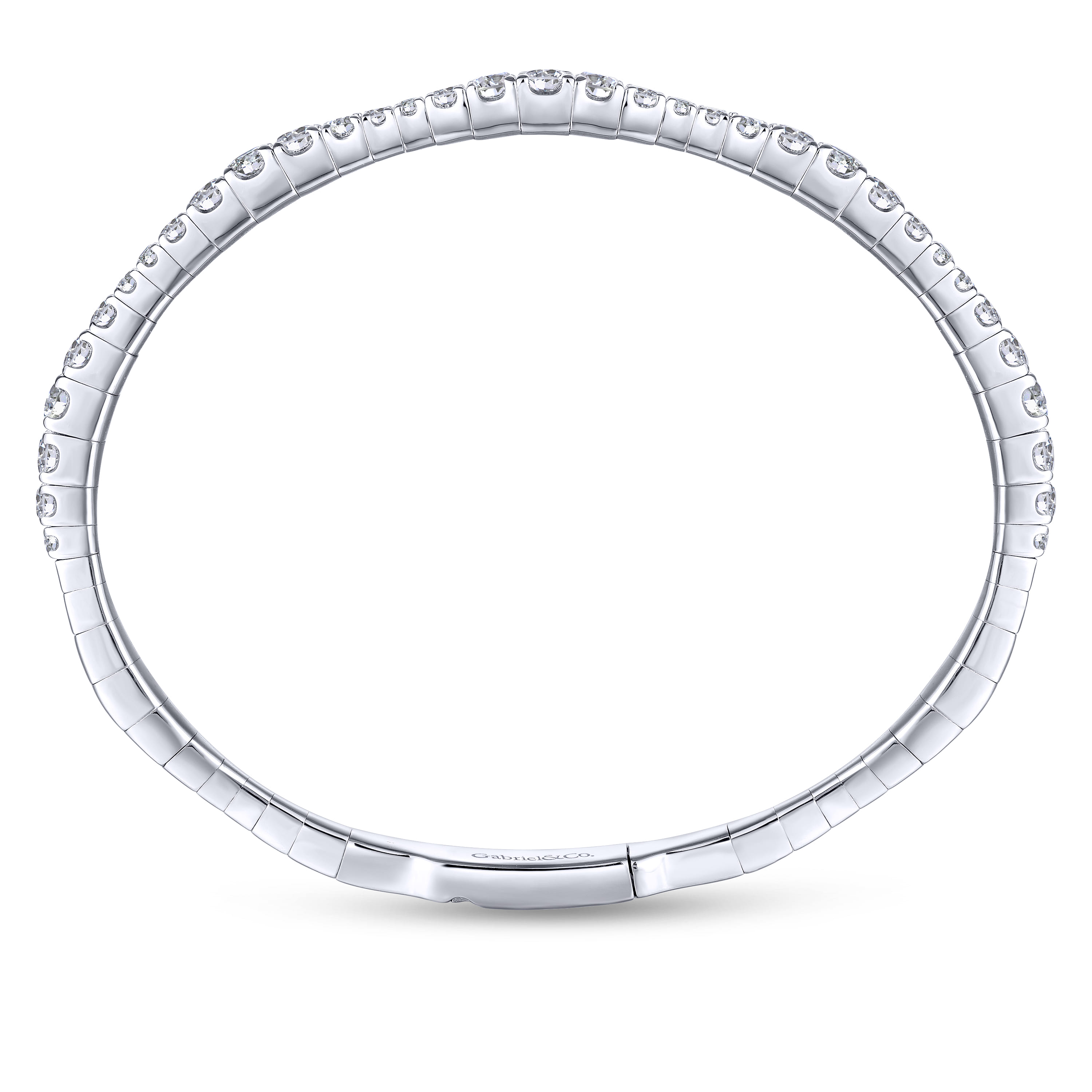 Demure - 14K White Gold Graduating Diamond Station Bangle - 1.87 ct - Shot 3