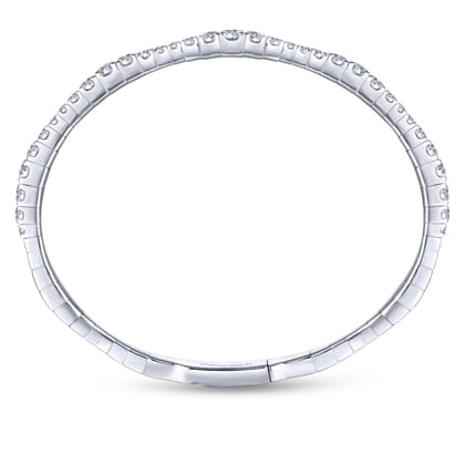Demure - 14K White Gold Graduating Diamond Station Bangle