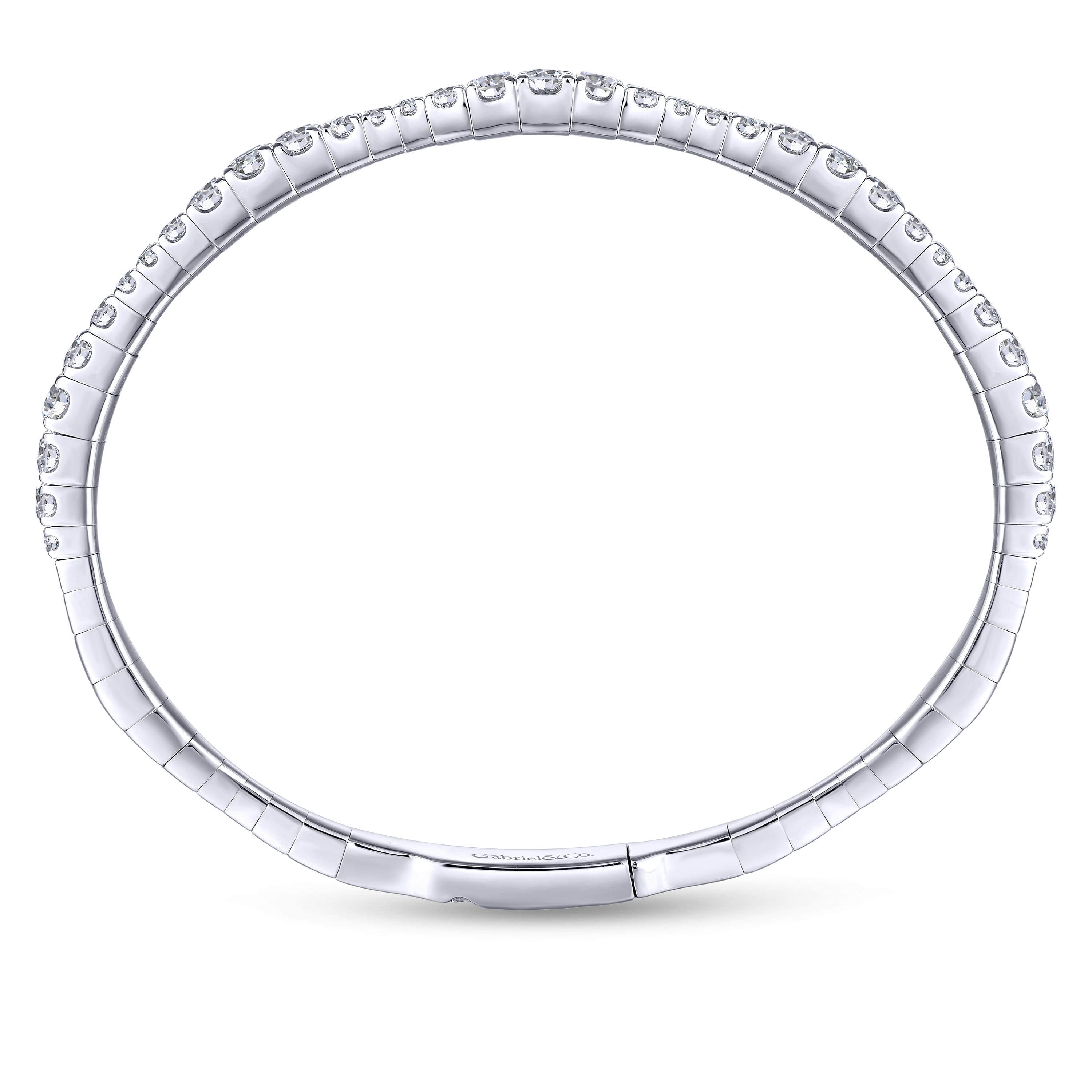 Demure - 14K White Gold Graduating Diamond Station Bangle - 2.15 ct - Shot 3