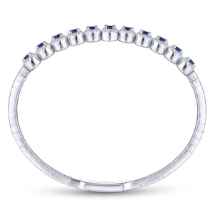Demure - 14K White Gold Round Sapphire and Diamond Halo Bangle
