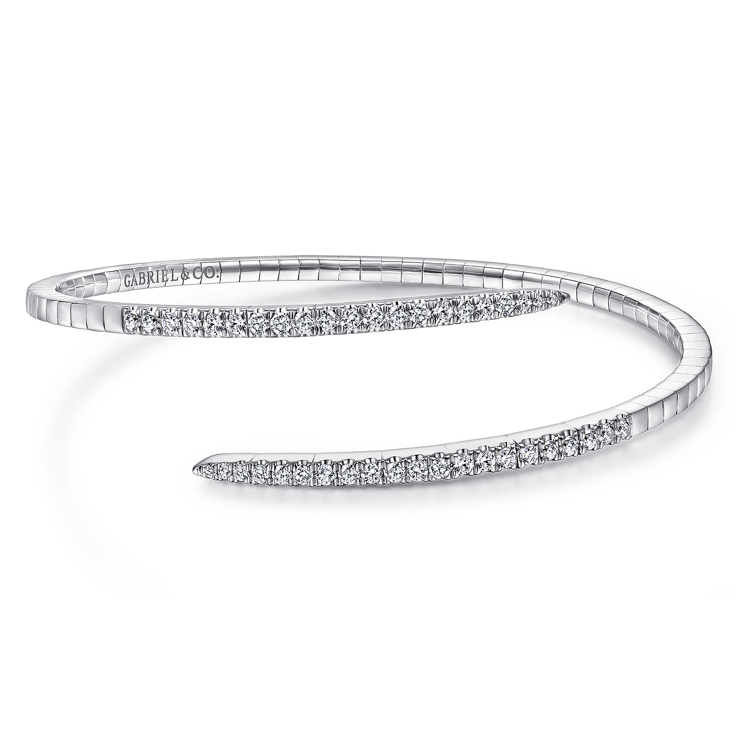 Demure - 14K White Gold Split Bypass Diamond Bangle - 0.94 ct - Shot 1