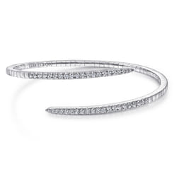 Demure - 14K White Gold Split Bypass Diamond Bangle