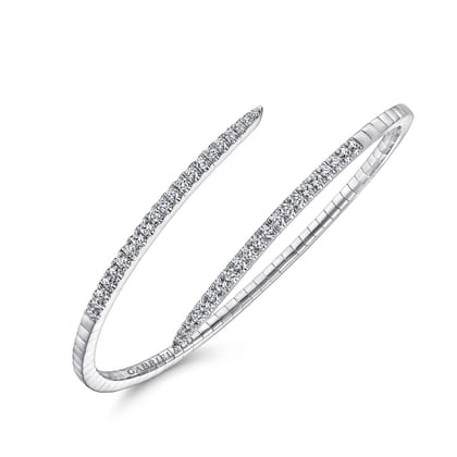 Demure - 14K White Gold Split Bypass Diamond Bangle